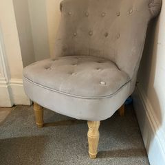 Grey velvet bedroom buttoned armchair