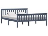 Bed Frame Grey Solid Pinewood 150 x 200 cm