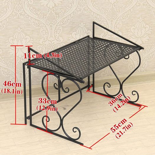 Stable metal microwave shelf, for kitchen organisation