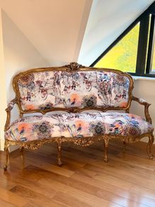 Vintage French Rococo Giltwood 2-Seater Sofa / Settee