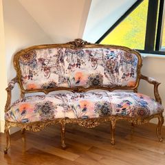 Vintage French Rococo Giltwood 2-Seater Sofa / Settee