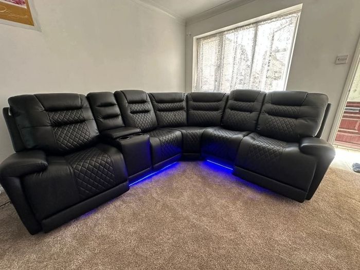 Halifax Corner Electric Leather Recliner Sofa - USB ports - LED lights
