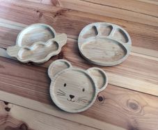 3 x Bamboo suction plates for baby-led weaning