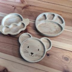 3 x Bamboo suction plates for baby-led weaning