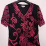 Country Casuals CC Black Sheer Mesh Fuchsia Pink Soutache Ribbon Embroidered V-Neck Midi Dress 16UK/44EU Image 6