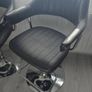 Adjustable black faux leather swivel bar stool with a metal base x3 Image 2