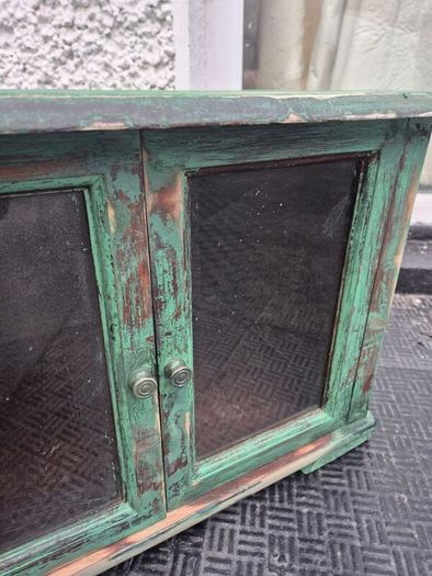 Small Vintage style  2 glass door counter  cabinet
