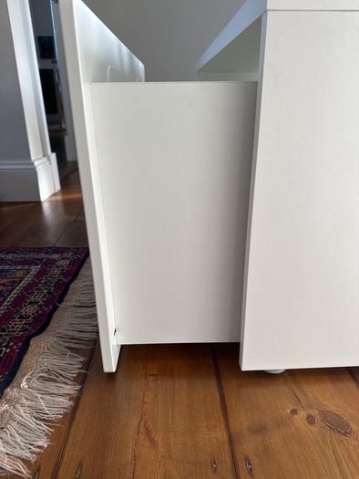 Ikea SMASTAD large white bench lego or toy storage or chest rolling with handles