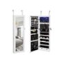 jewelry cabinet hanging, lockable mirror cabinet, wall cabinet with mirror and numerous compartments, wall mounting, hanging on the door, for necklaces, earrings, white Image 2