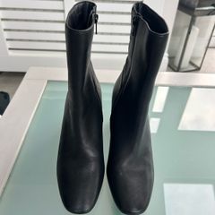 Genuine leather black ankle boots m&s