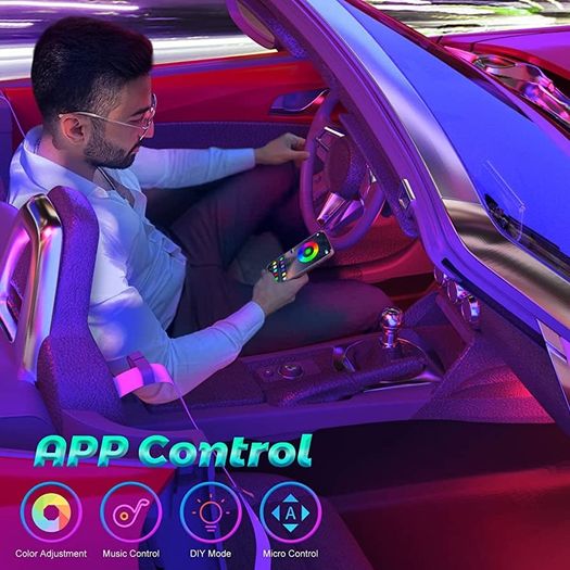 Car LED Interior Lights, Gifts for Him Her, Car Accessories for Men Women, Car LED Strip Light with USB Port APP Control, Car Stuff Lighting Kits Decoration Car Atmosphere Lights (FREE SHIPPING)