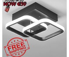 NEW SALE | Ceiling Light Modern 22W LED Cool White 6000K Acrylic Square Ceiling Lamp for Hallway Office Bedroom Kitchen Living Room Bedroom Ceiling Lights