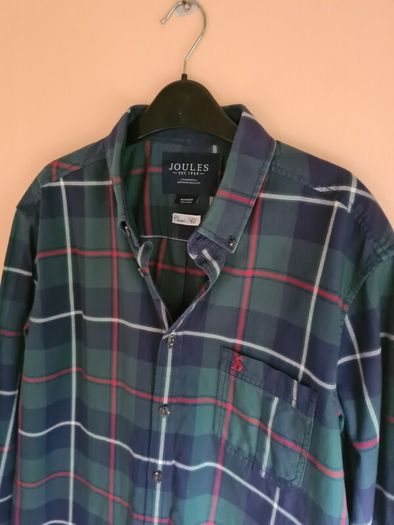 mens JOULES long sleeve shirt Size Medium classic fit tartan check navy green