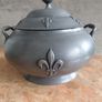 Antique French pewter Soup tureen with Fleurs de lys design 20cm Image 2