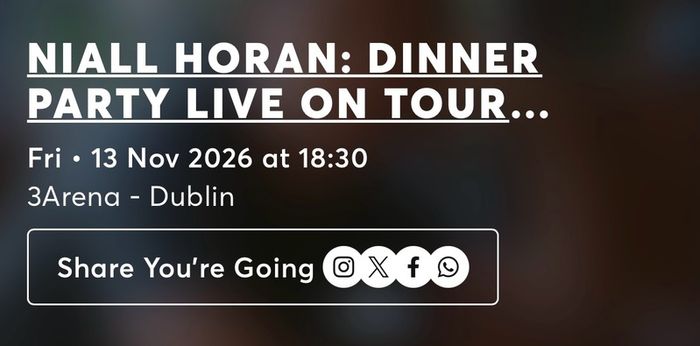 Niall Horan Friday 13th November 3Arena two tickets