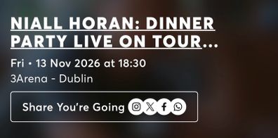 Niall Horan Friday 13th November 3Arena two tickets