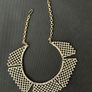Gold Tone Statement Bib Necklace Geometric Mesh Design Adjustable Chain Bold Fashion Jewellery Image 3