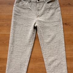 Zara Straight Fit Textured Jeans Beige Stone Wash Size 38 Brand New