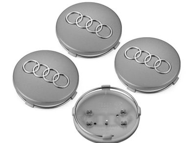 Audi 60mm 2.36 Inch Grey Chrome Silver Alloy Wheel Center 4B0601170 Emblems Caps 4B0 601 170 3.0T 2.0T A3 A4 A5 A6 A7 A8 Q3 Q5 Q7 TT A4L A6L
