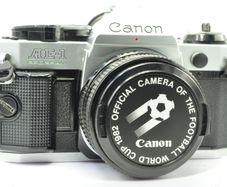 Canon AE-1 Program Silver/ Chrome 35mm SLR Film Camera with fast Canon FD 50mm f1. 8 FDn, Recently FULLY SERVICED and in Good Condition.