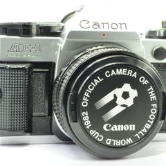 Canon AE-1 Program Silver/ Chrome 35mm SLR Film Camera with fast Canon FD 50mm f1. 8 FDn, Recently FULLY SERVICED and in Good Condition.