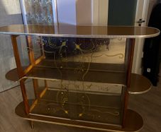 Vintage Mid-Century Cocktail / Drinks Cabinet Glass/ Wood Bar Display (1950s/60s)