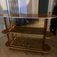 Vintage Mid-Century Cocktail / Drinks Cabinet Glass/ Wood Bar Display (1950s/60s)