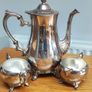 Silver Coffee / Tea Set, Vintage Silver Plated Coffee Pot, Sugar bowl, Milk Jug Image 6