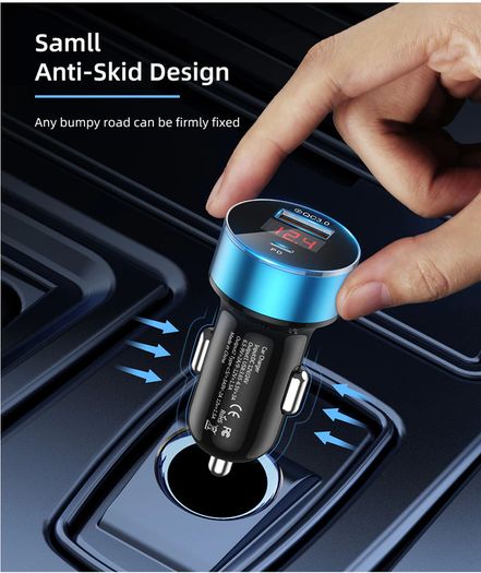 USLION 36W PD/QC3.0 Car Dual USB (Type-C & Type-A) Phone Quick Charger with Digital Display (Brand New/Warranty)
