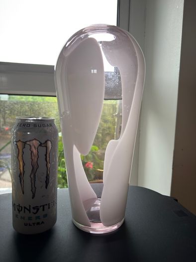 Large Abstract pink&white glass vase