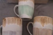 Ceramic Stonewall Pottery Glazed Mugs (3)/Approximately 3 x 5-Inches and Holds 16 Ounces/2 Cups  ..  FINAL PRICE DROP