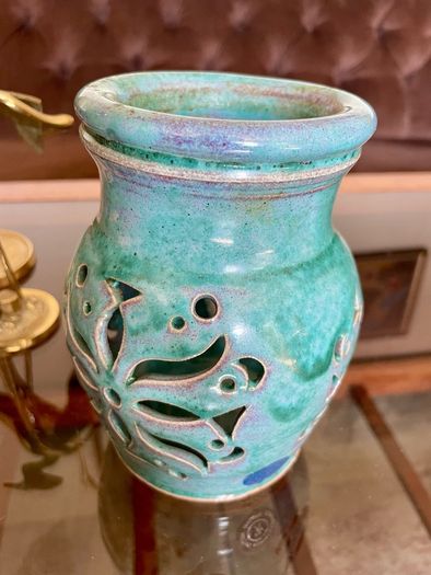 Vintage Michael Kennedy Sligo Handmade Oil Burner Turquoise Burren Blue