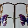 Mini Hoop Purple Butterfly Drop Earrings Image 2