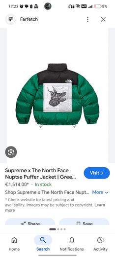 supreme x north face green nuptse