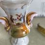 Vintage Victorian White Vases/Urns with Boucher Design Outlined in Gold set of 2 Image 3