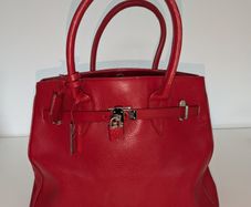Birkin/Hermes Inspired Leather Bag - Red (Jasper Conran)