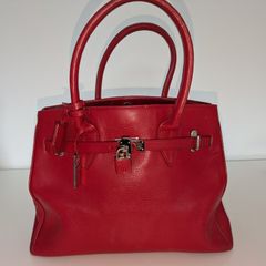 Birkin/Hermes Inspired Leather Bag - Red (Jasper Conran)