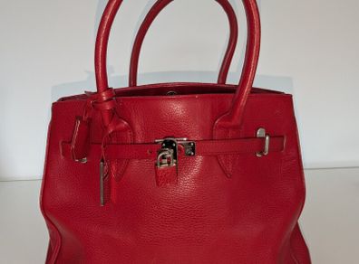 Birkin/Hermes Inspired Leather Bag - Red (Jasper Conran)