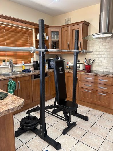 Squat Stands Heavy (rated 350kg) + Gym Weight Set!