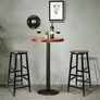 Round Bar Stool Square Leg Vintage Rustic Brown Easy Assembly for Home Kitchen Counter - Set of 2 Image 4
