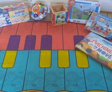 Piano mat, puzzles and megablocks