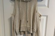 New Hollister Women's Cream Cold Shoulder Hoodie - Size Small