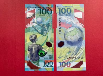 Russia 100 Rubles. 2018  ( UNCIRCULATED ) PICK 280 Commemorative Issue . Polymer / Plastic  FIFA World Cup.