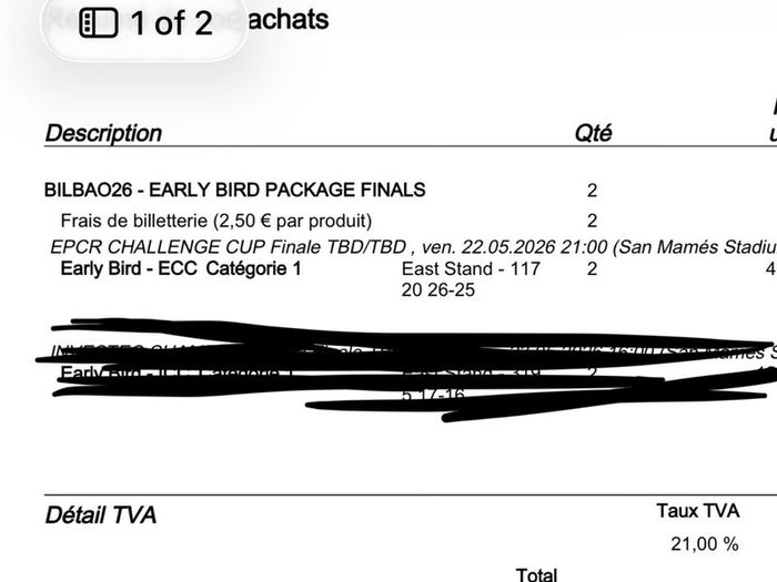 2 cat 1 Challenge cup final tickets