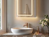 LED Bathroom Mirror Cabinet with Storage White, 50x60 cm, Defogging, Magnifying Mirror, USB & Power Outlets