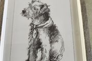 FRAMED  Terrier Dog Line Sketch Art Print.