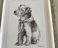 FRAMED  Terrier Dog Line Sketch Art Print.