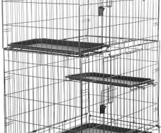 Basics 3-Tier Large Cat Playpen, Durable and Pliable cat Cage Box Crate Kennel, Black, 91 cm L x 56 cm W x 130 cm H