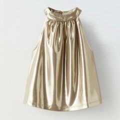 Zara gold metallic sleeveless top Sz 9 EUC