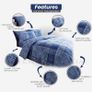 MULTIPLE SIZES AVAILABLE Checkered Duvet Cover, Warm & Cosy Checked Bedding Sets King Size With Pillow Cases, Blue Image 4